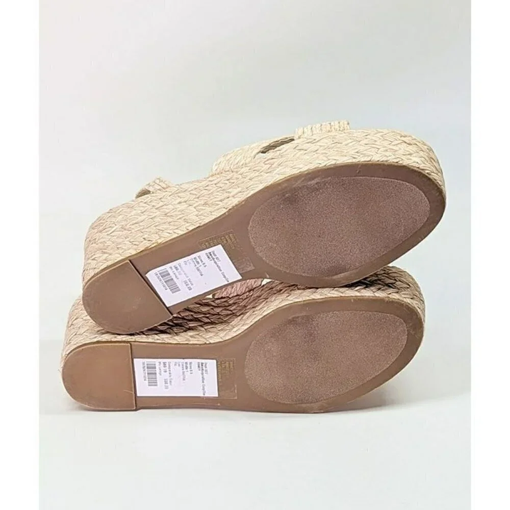 Steven New York Ramey Espadrille Platform Wedge Raffia Sandal Size 9.5 MSRP $130